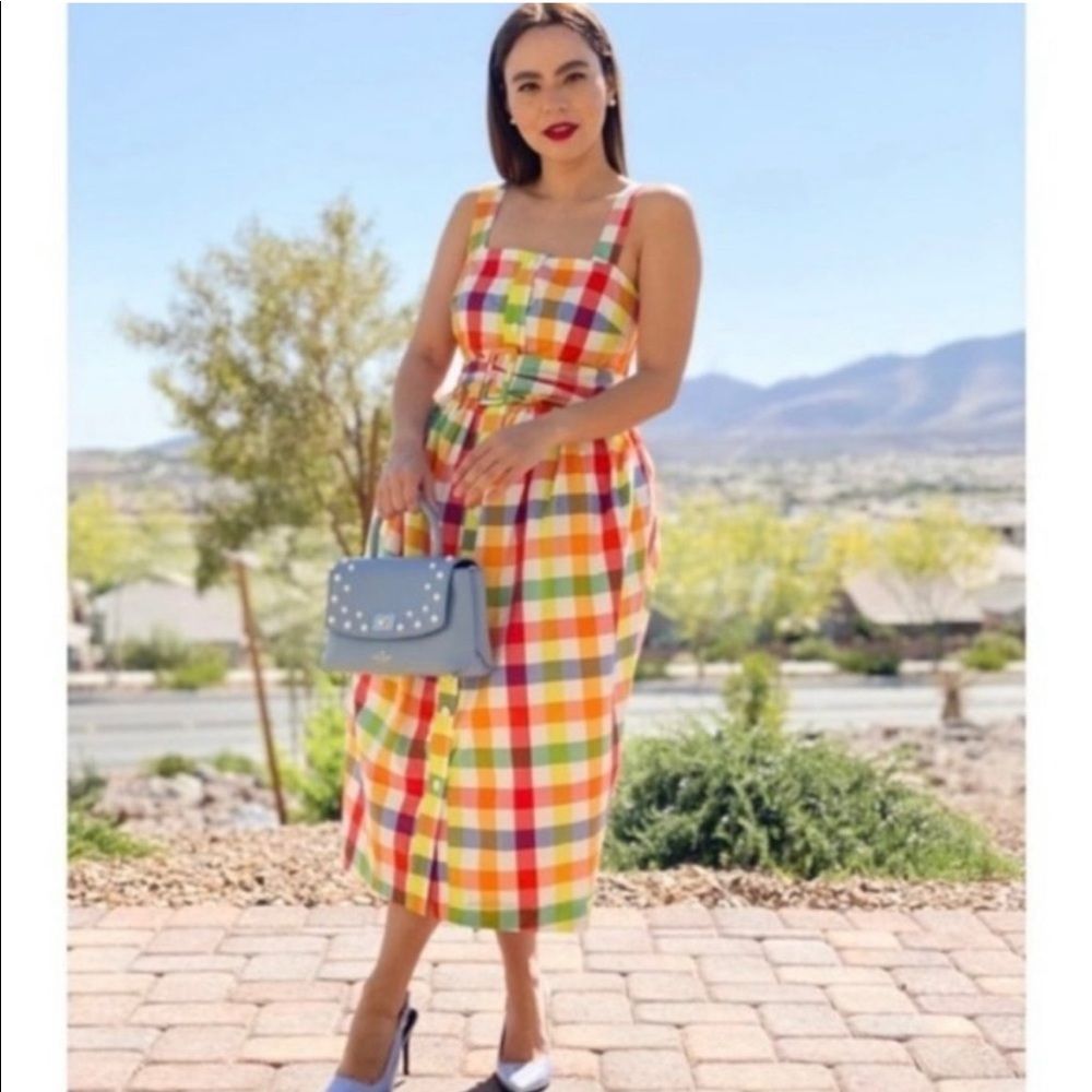 Christopher John Rodgers Bold & Sweet Plaid Prairie Dress Size 8